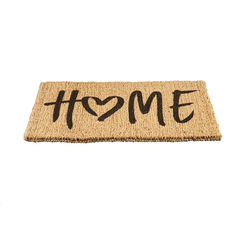 HOME Heart Woven Coir Door Mat, 30 x 18"
