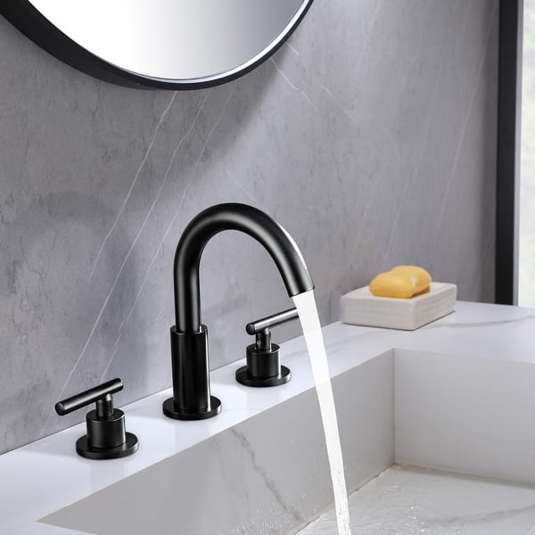 slide 2 of 17, Widespread High-Arch Bathroom Faucet Matte Black