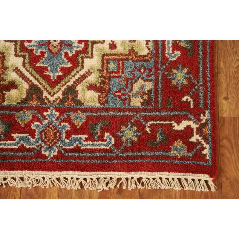Red Heriz Serapi Indian Runner Rug Handmade Traditional Wool Carpet - 2'5" x 11'10"