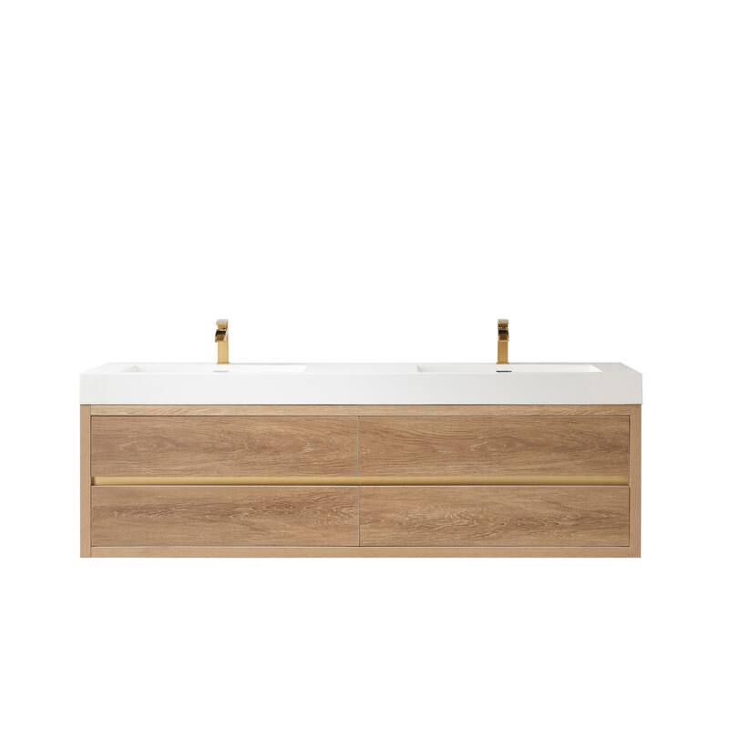 Miseno MV703172-NM Palencia 72" Wall Mounted Double Basin Vanity Set - North American Oak