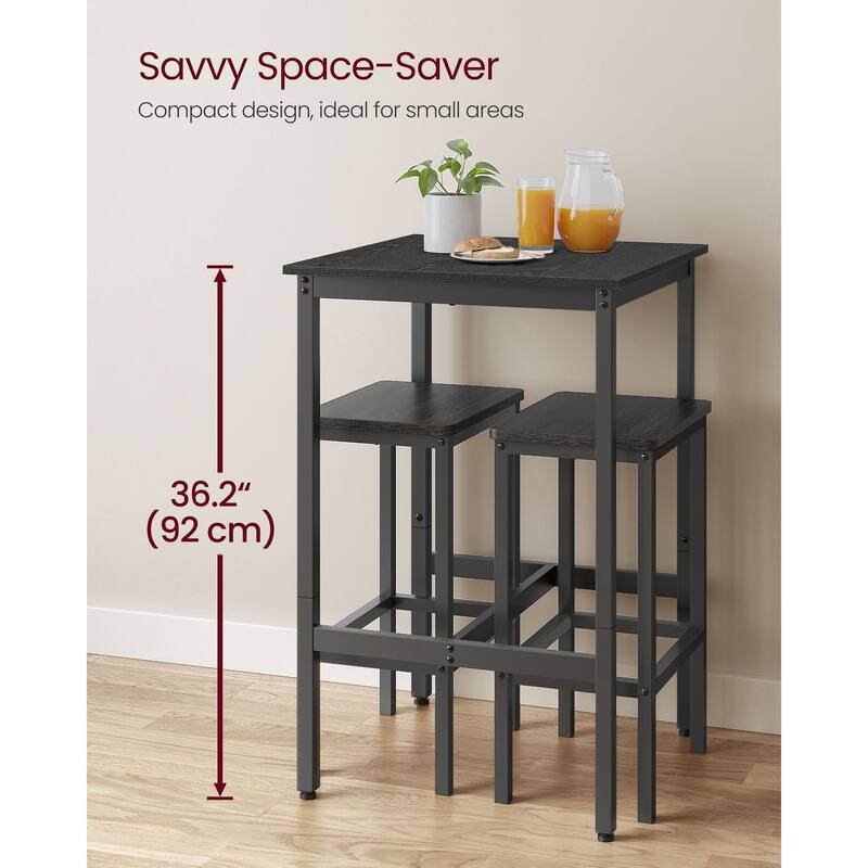 Space-Saving Square Dining Table Steel Frame Adjustable Feet and Rustic Industrial Style for Small Kitchens