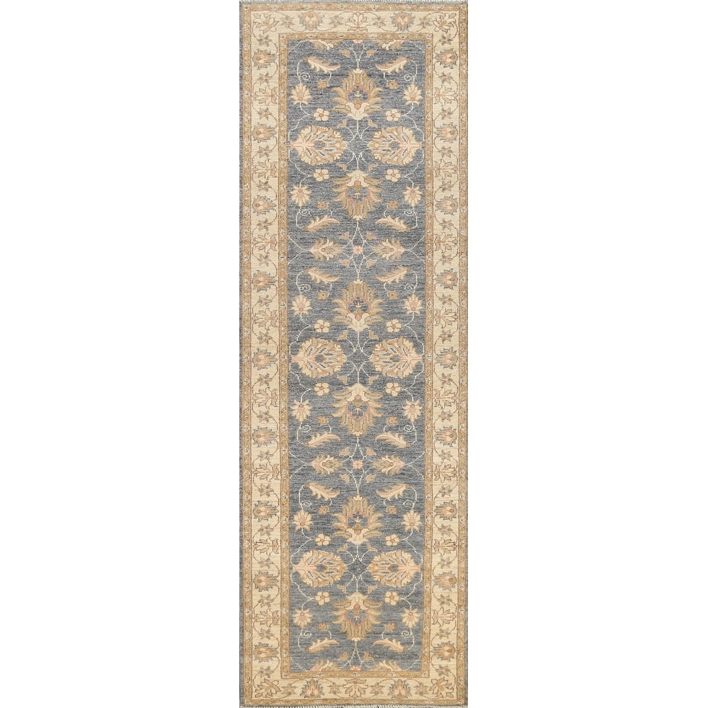 Vegetable Dye Floral Oriental Peshawar Chobi Runner Rug Hand-knotted - 2'8" x 9'8"