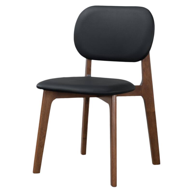 GDFStudio - Kelsey Mid-Century Modern Faux Leather Dining Chair with Solid Wood Base, Set of 2 - 21.1"W
