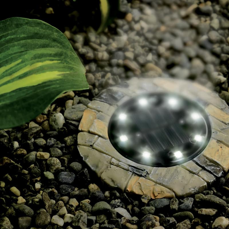 Bell + Howell LED Swivel Solar Powered Disk Lights with Auto On/Off, 8 Pack - Grey