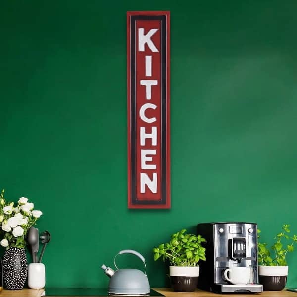Red Metal Kitchen Wall Sign On Sale Bed Bath & Beyond 36272386