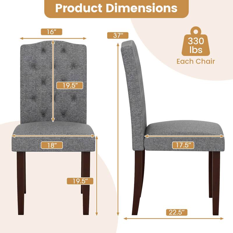 Costway Wooden Dining Chair Set of 4 with Rubber Wood Legs Padded Seat - See Details