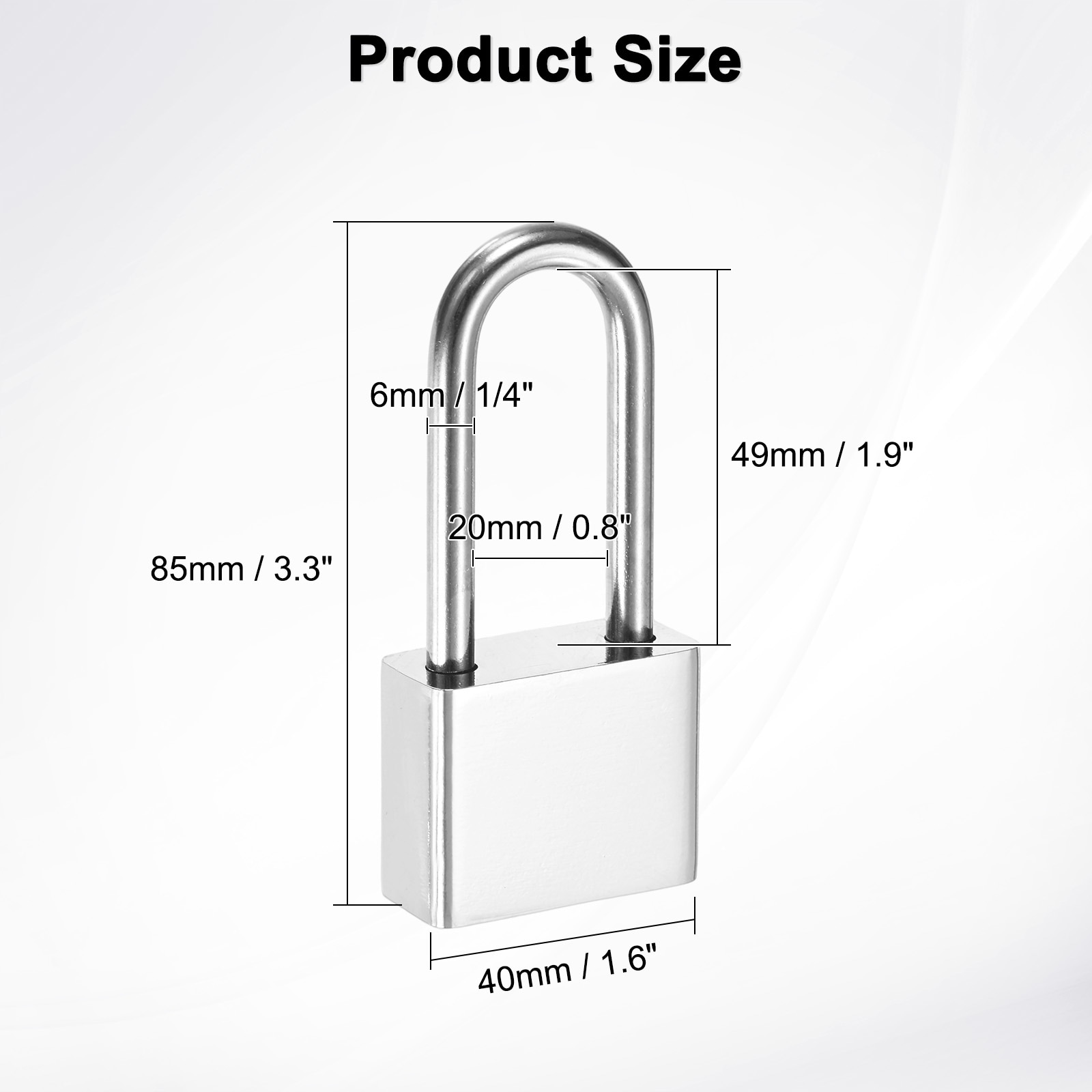 Heavy Duty Lock, Alloy Steel High Security Padlock with Keys for Gate Warehouse Shipping Container Storage Door - Silver
