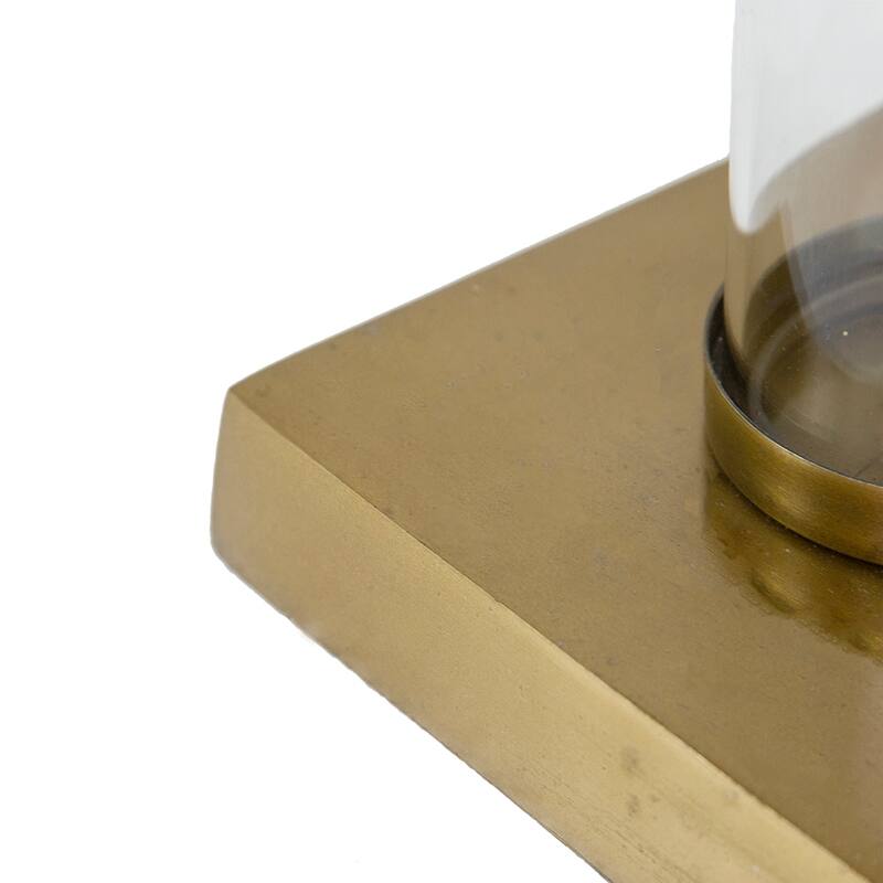 16x16x24" Gold and White Table Lamp with Glass Cylinder and Pedestal Base (Lamp Shade Assembly Required)