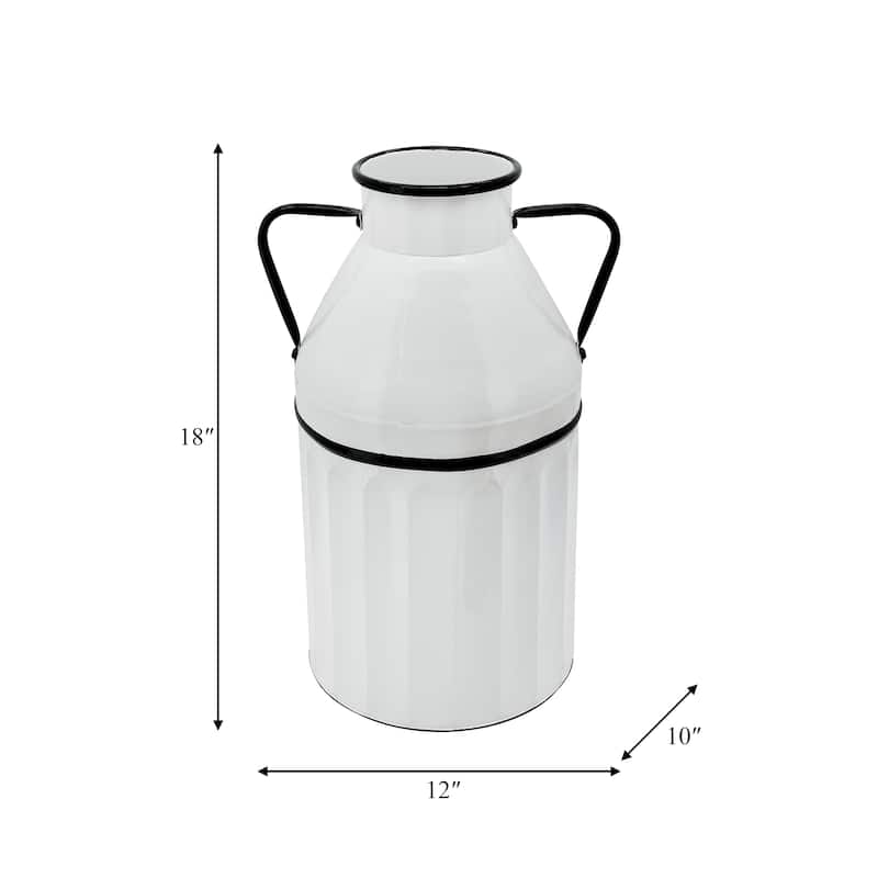 Metal Milk Bucket, White, Cylinder