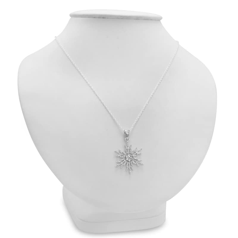 Amanda Rose Collection Diamond Snowflake Pendant-Necklace in Sterling Silver