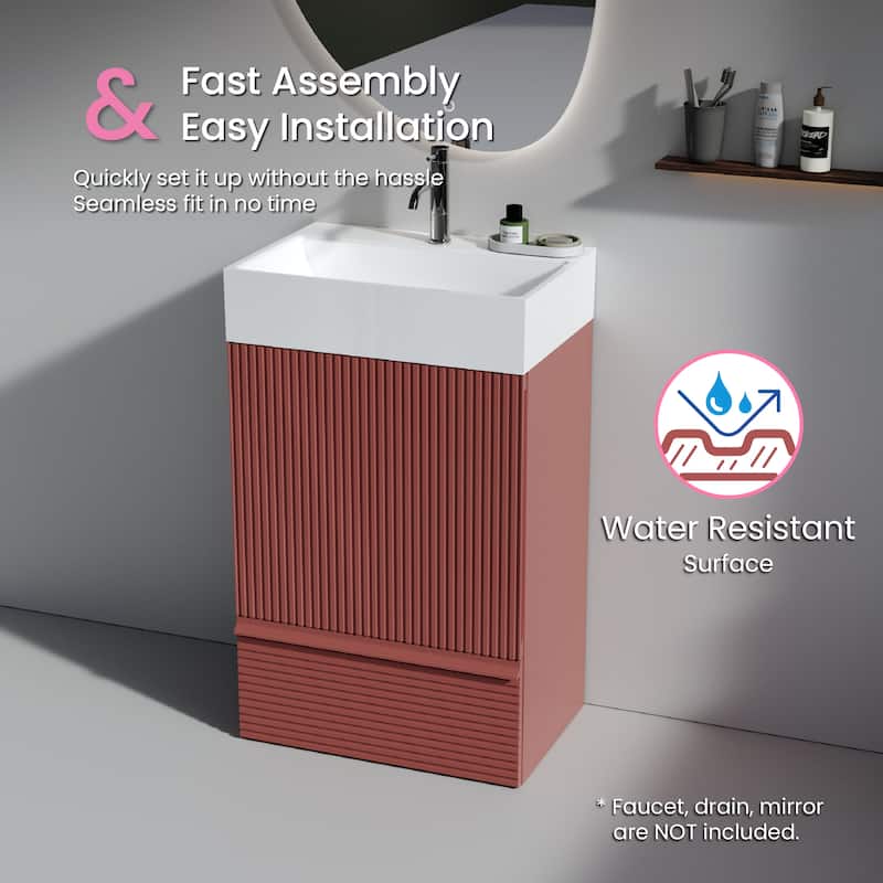 CITTANEO Gada 20'' Modern Freestanding Bathroom Vanity with Sink and Integral Basin