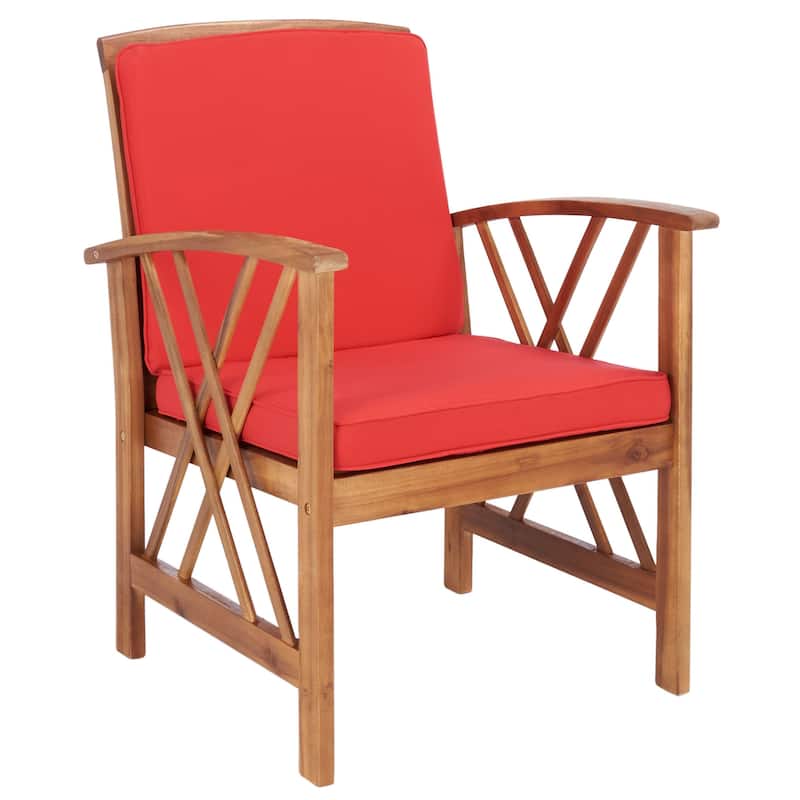 SAFAVIEH Outdoor Fontana 4-piece Acacia Wood Patio Conversation Set
