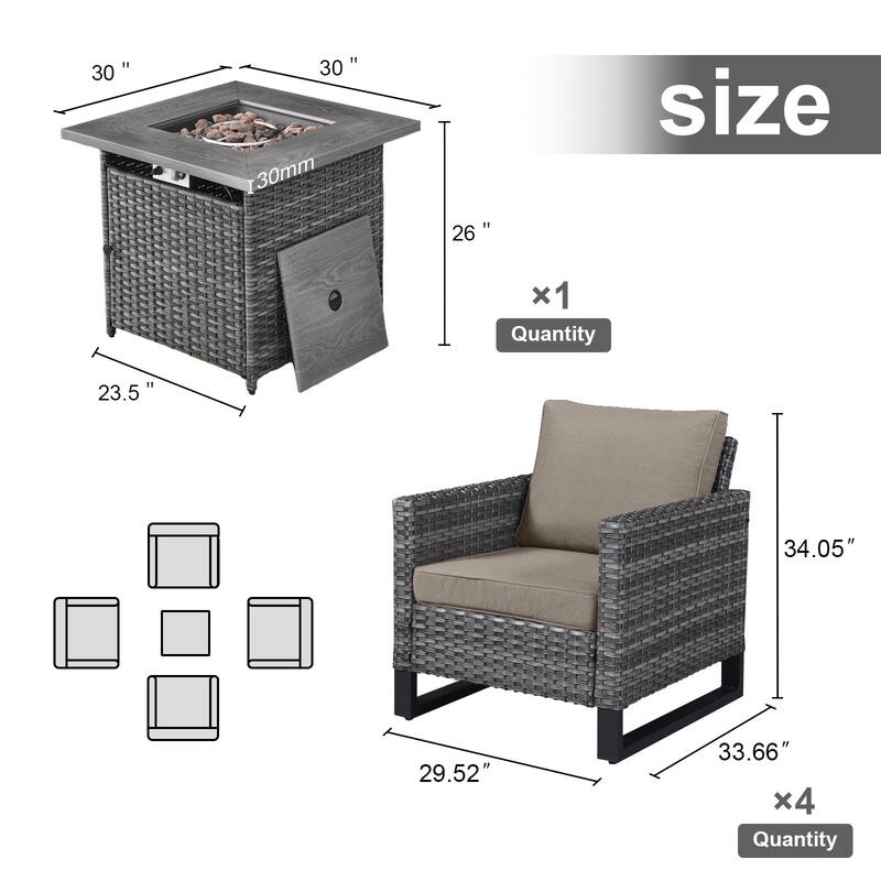 Gymojoy Outdoor Fire Pit Conversation Set, Patio Furniture with Cushions