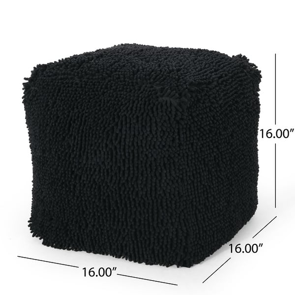 dimension image slide 1 of 3, Moloney Modern Microfiber Chenille Square Pouf by Christopher Knight Home