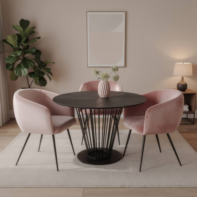 Conroy & Luzerne Modern Black & Pink Dining Table Set