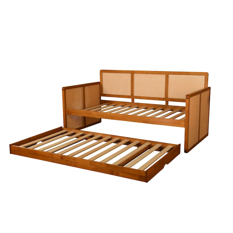 Somette Abaco Daybed with Pop-Up in Honey Includes Mattresses