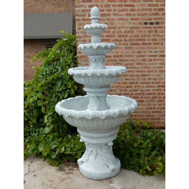 Cascading French Quarter Fountain Garden Fountain Marble White 84"