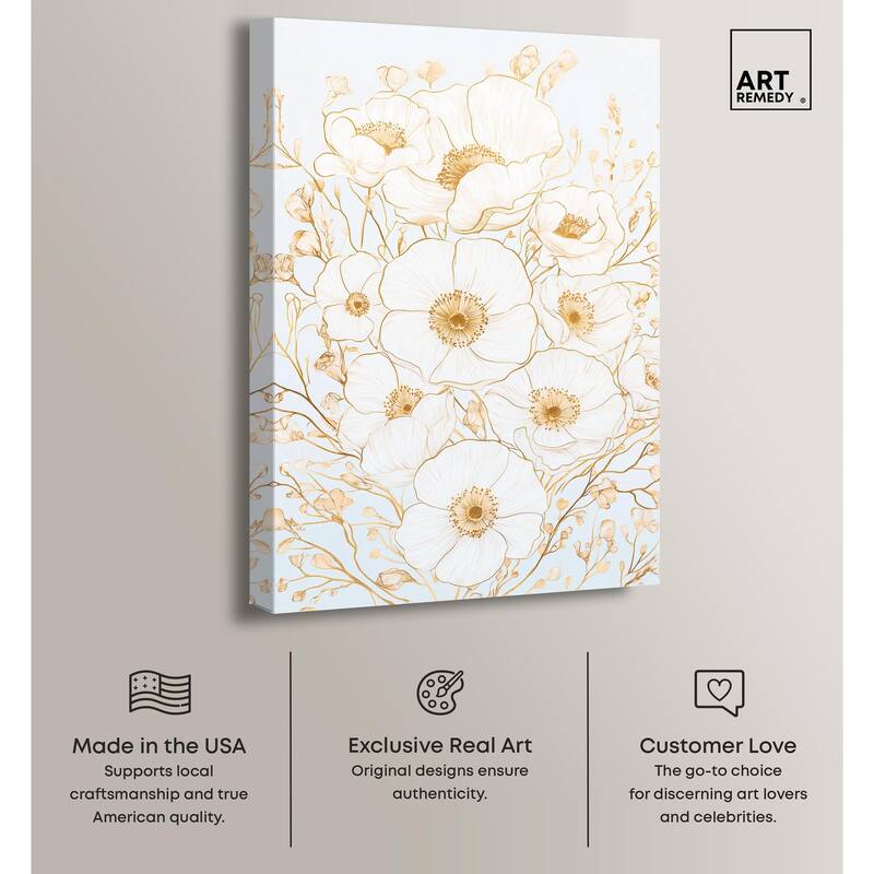 White and Gold Poppies II Canvas by Art Remedy, Gallery Wrapped