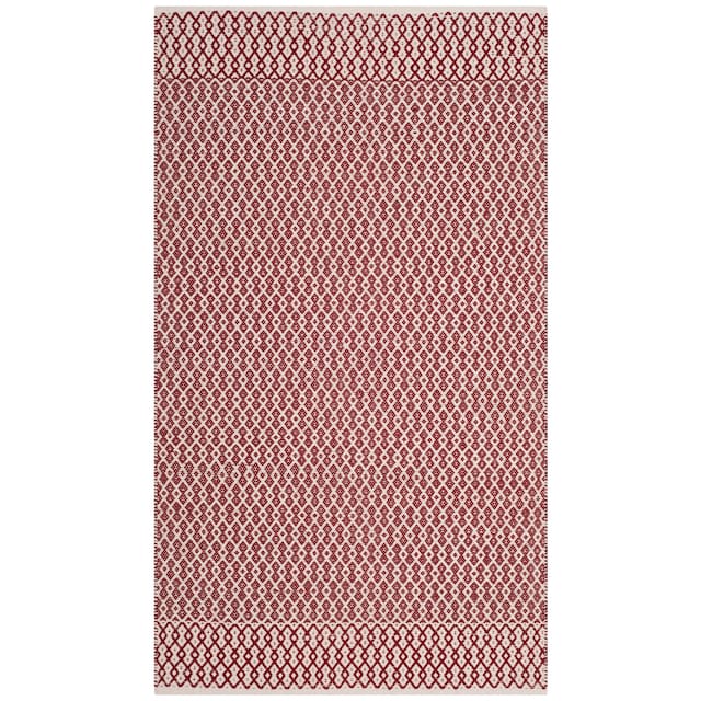 SAFAVIEH Handmade Flatweave Montauk Shamira Casual Cotton Rug - 2'3" x 4' - Ivory/Red
