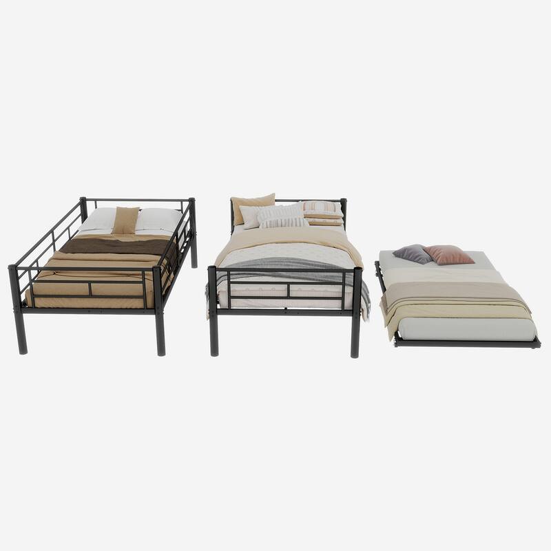 Heavy-duty Sturdy Meta Twin over Twin Bunk Bed/l/ Noise Reduced/ Safety Guardrail/No Box Spring Needed