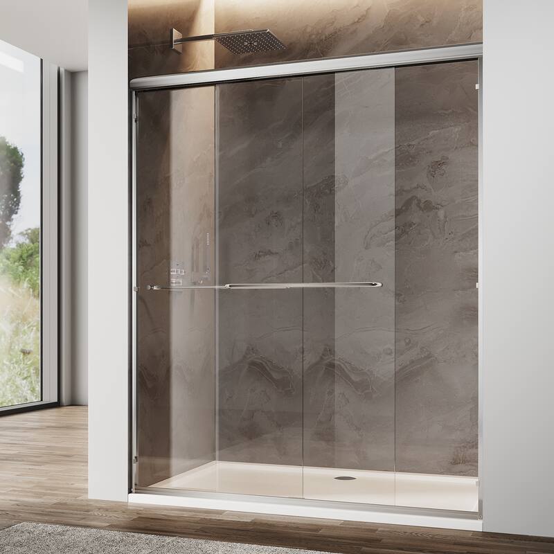 Sunny Shower 60 in.W x 72 in.H Double Sliding Shower Door with 1/4 inch Clear Tempered Glass