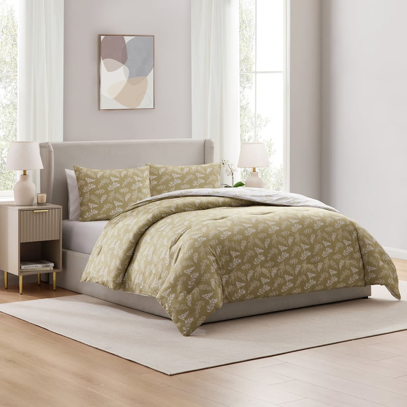 Empyrean 3PC Reversible Botanical Printed Comforter Bedding Set