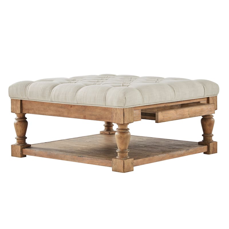 Lennon Baluster Storage Tufted Ottoman Table by iNSPIRE Q Artisan