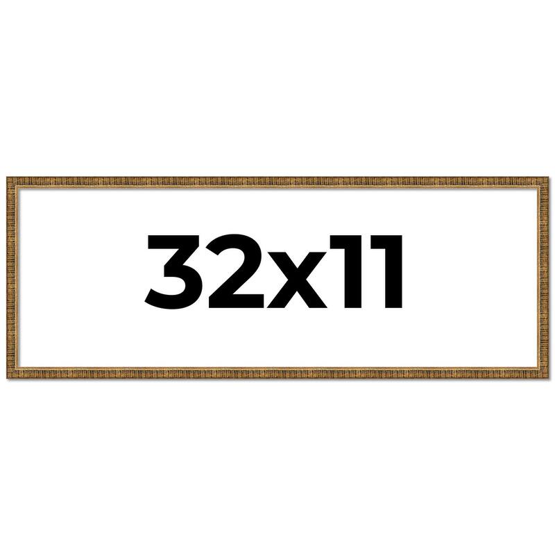 32x11 Frame Gold Solid Wood Picture Frame - Complete Modern Photo