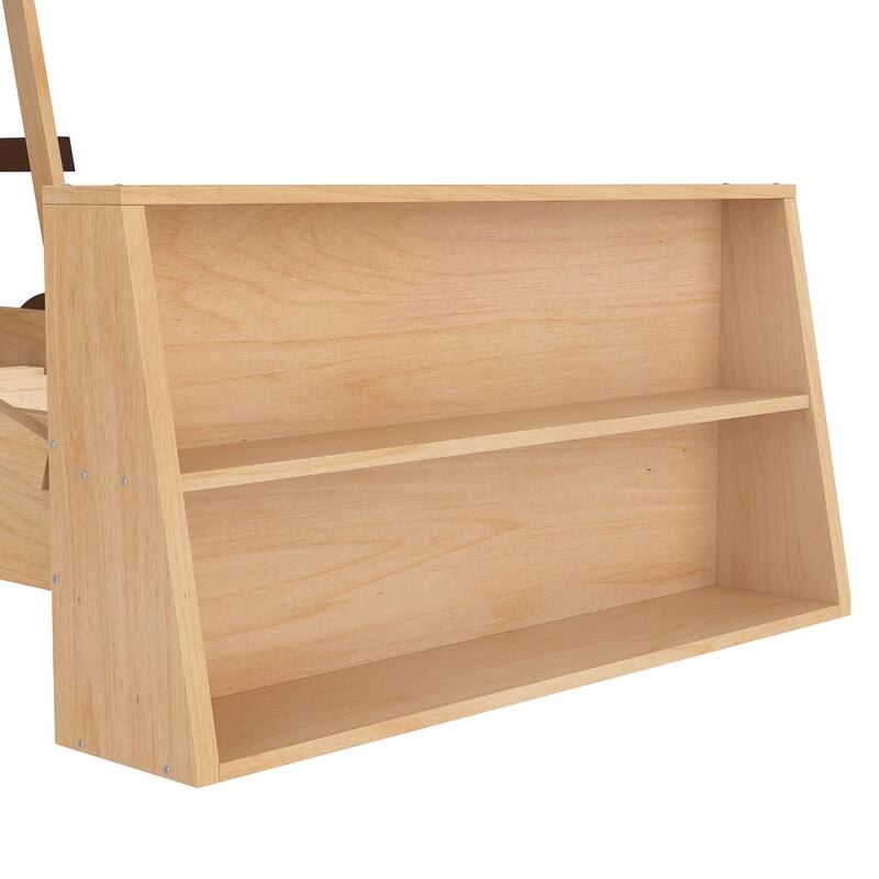 Low Platform Bed for Kids Car-shaped Bed Frame with Front Storage Shelves, Headboards and Wheels, No Box Spring Needed