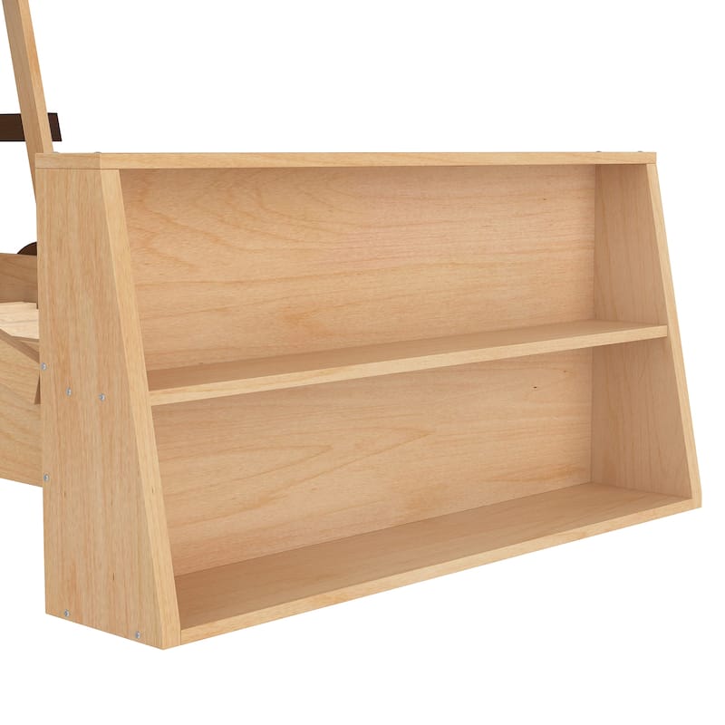 Twin Size Car Bed with Storage Shelves - Kids Platform Bed, Cute Car Shape, Childlike Design