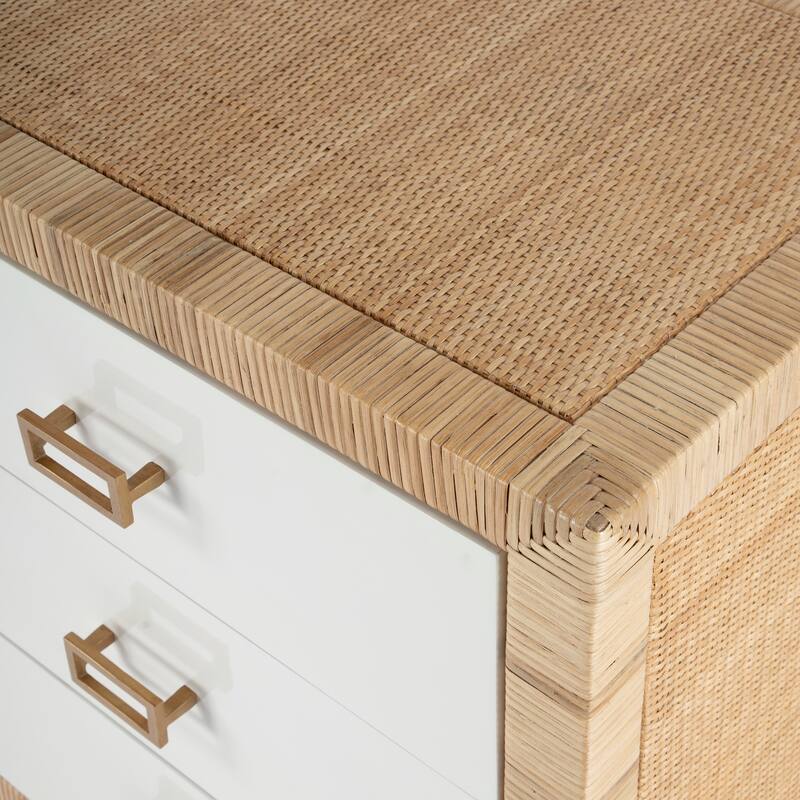Corfu 6 Drawer Natural Raffia Double Dresser