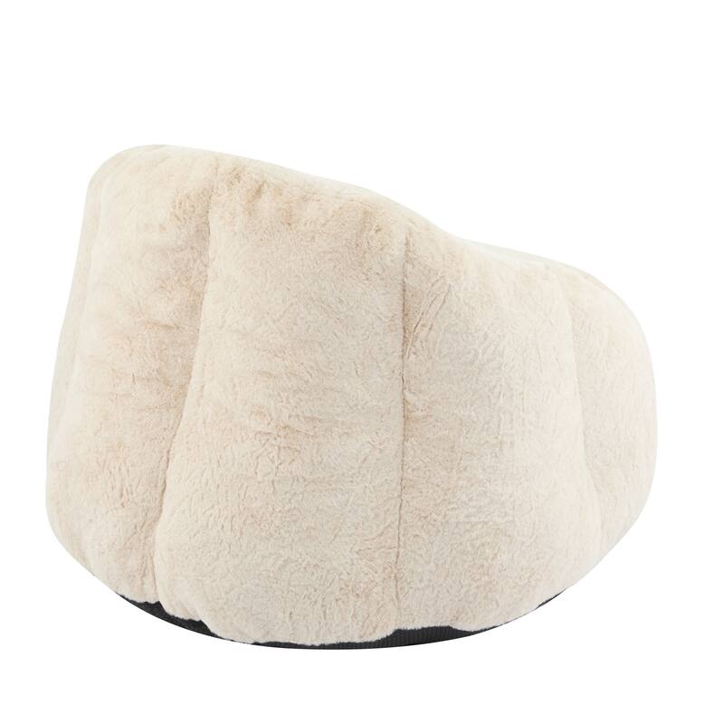 Roomfitters Albi Indoor Armchair Style Bean Bag Chair with Shredded Foam Fill, Beige Faux Fur