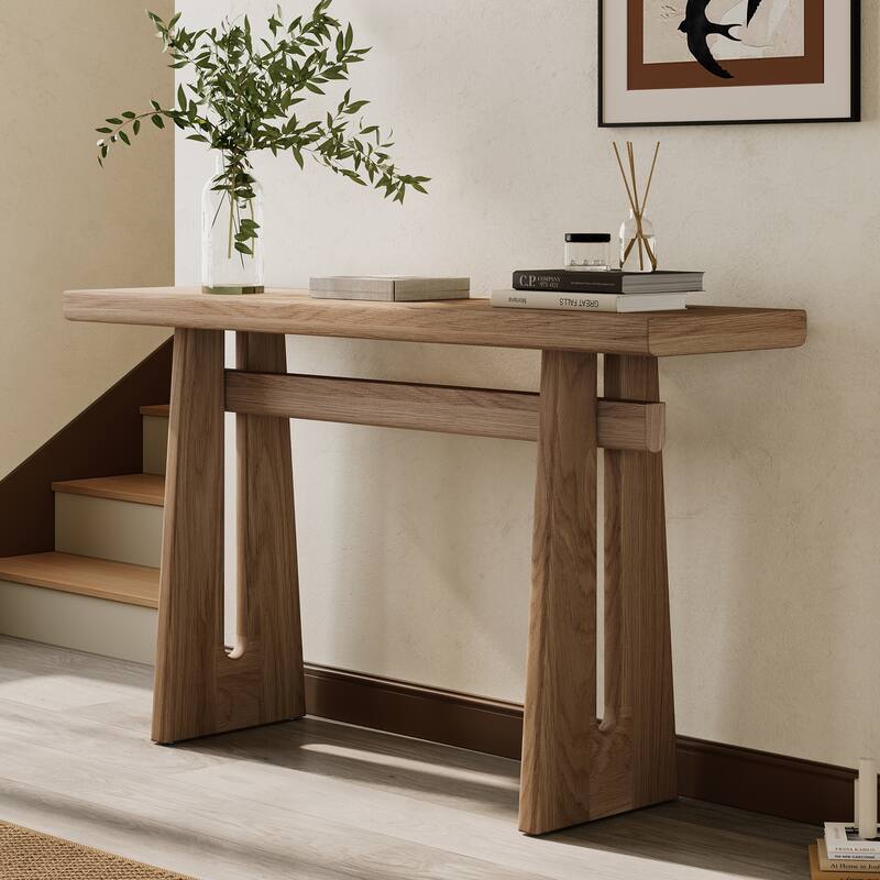 Christopher Knight Home - Chole Console Table with Wood Veneer and Sculptural Design
