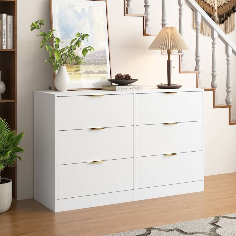 Simply Modern 6-Drawer Dresser, Chest of Drawers for Bedroom, Living Room, Hallway, and Entryway - Large Storage Cabinet