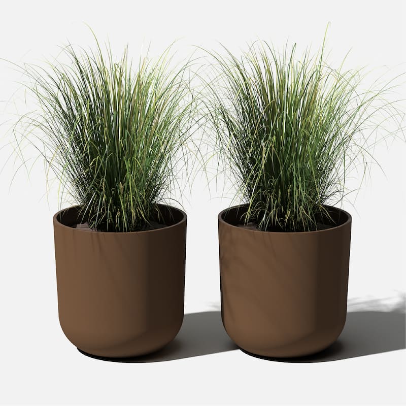Pure Series Kona Modern Round Planter - 15 inches - 2 Pack - Espresso