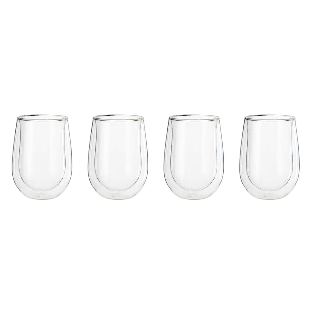 Henckels Cafe Roma 4-pc Double-Wall Glassware Stemless White Wine Glass Set - Clear