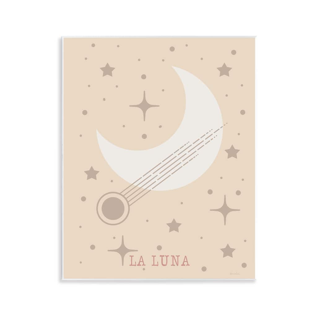 Stupell Minimal Moon with Stars Wall Plaque Art Design By Daniela Santiago