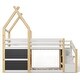 preview thumbnail 12 of 16, Multifunctional Design and House Shape Bunk Bed with Storage Staircase and 2 Blackboards, Twin over Twin, White