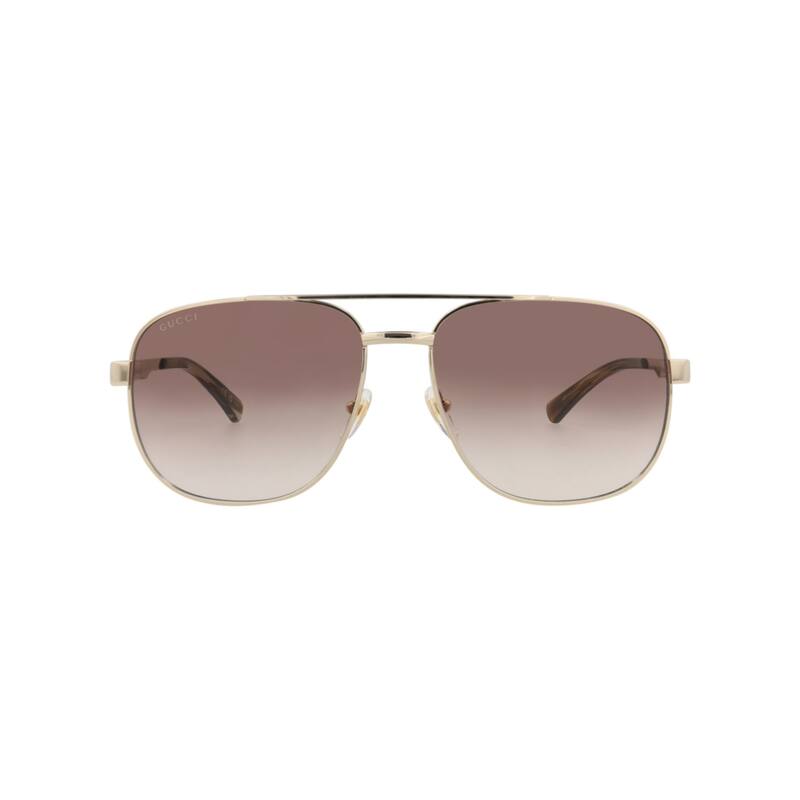 Gucci Aviator-Frame Metal Sunglasses - Gold Gold Brown - Gold - Brown Lens