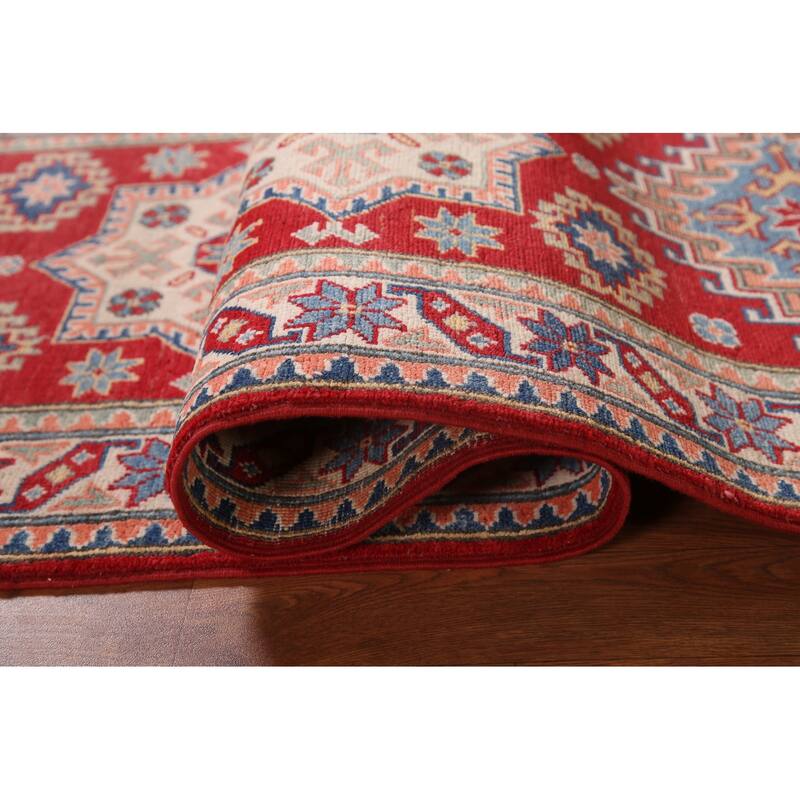 Red Kazak Runner Rug Hand-Knotted Wool Carpet - 2'8" x 8'0"