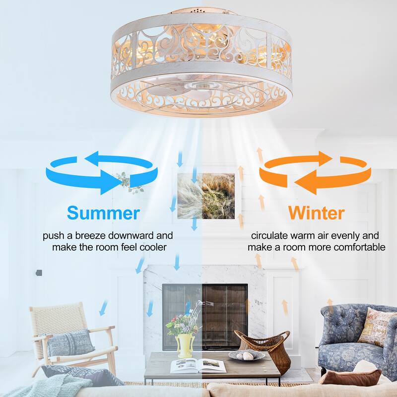 16.5"/15.7" Low Profile Ceiling Fan with Remote and Light(7-Blades)