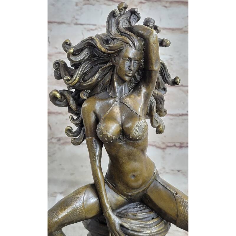 Handmade Sexy Medusa Bronze Sculpture Marble Statue By Aldo Vitaleh Figurine Figure