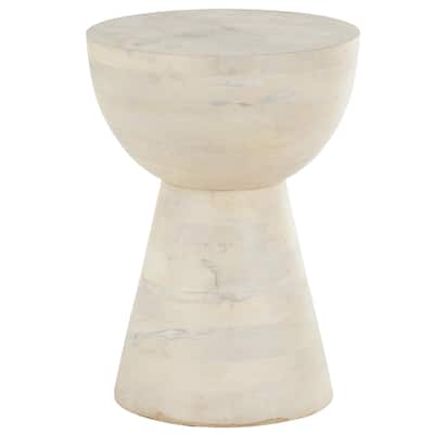 Mango Wood Accent Table with Cone Shaped Base - Cream - Roche River Decor