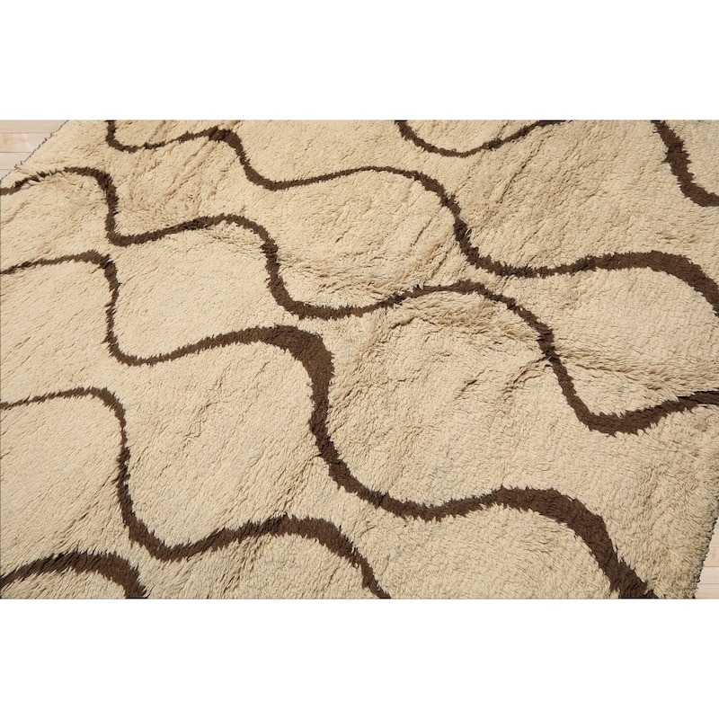 8x10'1'' Tibetano Hand Knotted Wool Ivory Boho Modern & Contemporary Rug - 8' x 10' 1''
