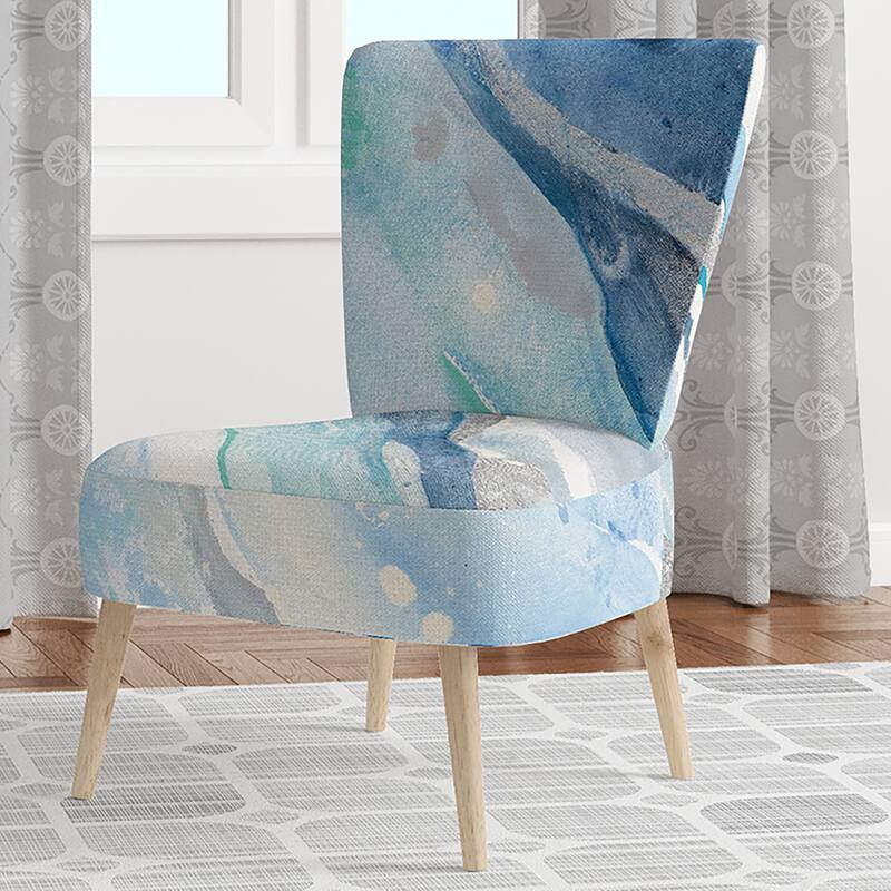 Designart "Blue Silver Spring II" Upholstered Modern Lake House Accent Chair - Arm Chair