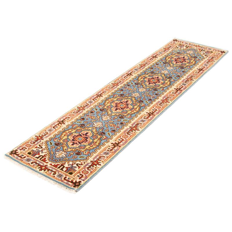 ECARPETGALLERY Hand-knotted Serapi Heritage Blue Wool Rug - 2'6 x 9'11