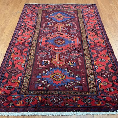 HERAT ORIENTAL Hand-knotted Tribal Hamadan Wool Rug - 4'6 x 6'10