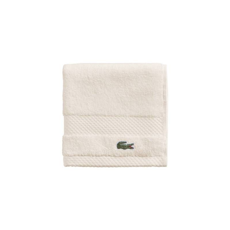 Lacoste Heritage Supima 100% Cotton Bath Towel, Hand Towel, Wash Cloth, and Bath Sheet - Chalk - Wash Cloth