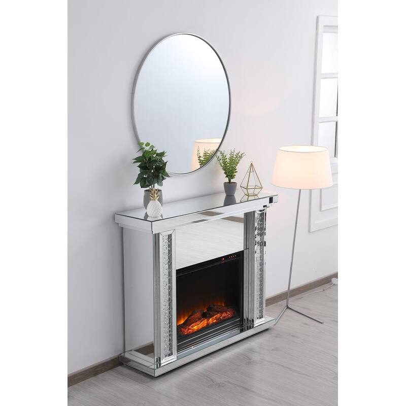 Crystal Mirrored 47.5-inch Fireplace Mantle - N/A