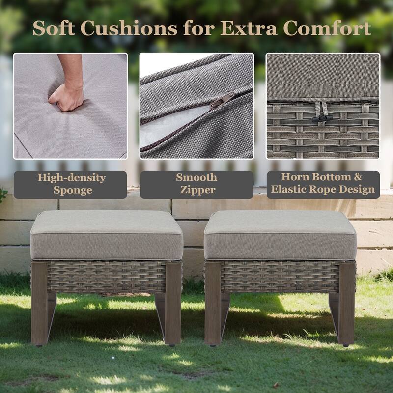 Outdoor Sectional Sofa with Ottoman and Club Chair - Grey